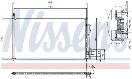Радиатор, конденсор кондиционера FORD FOCUS, NISSENS (94432)