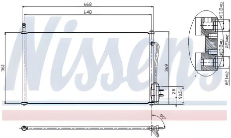Конденсор кондиционера радиатор для FORD FOCUS, NISSENS (94432)