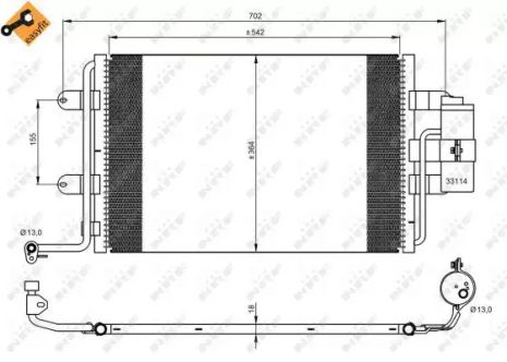 Радіатор, конденсор кондиціонера SEAT LEON, VW GOLF, NRF (35227)