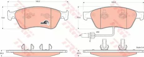 Комплект тормозных колодок, дисковый тормоз AUDI A6, VW PHAETON, TRW (GDB1553)