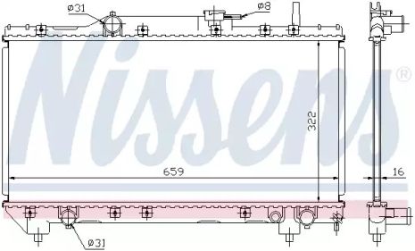 Радіатор охолодження двигуна TOYOTA CARINA, NISSENS (64838A)