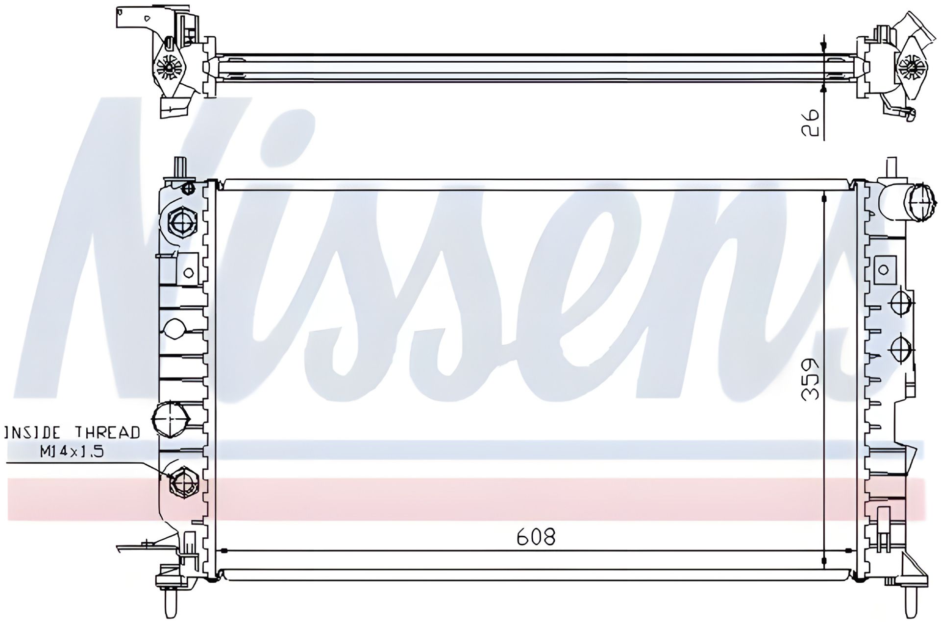 Охолодження двигуна радіатор VAUXHALL VECTRA, OPEL VECTRA (630771) NISSENS Охолодження двигуна радіатор VAUXHALL VECTRA, OPEL VECTRA (630771) NISSENS