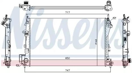 Радиатор охлаждения двигателя CADILLAC BLS, SAAB 9-3, NISSENS (63024A)