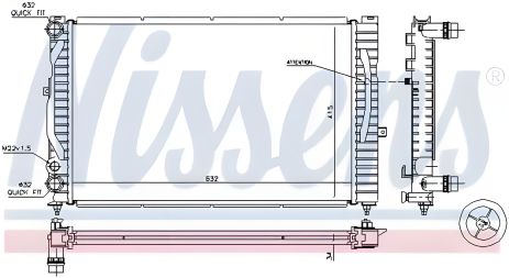 Радіатор охолодження двигуна для SKODA SUPERB та VW PASSAT від NISSENS (60299)