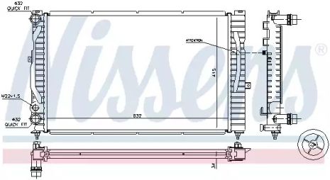 Радіатор охолодження двигуна SKODA SUPERB, VW PASSAT, NISSENS (60299) Радіатор охолодження двигуна SKODA SUPERB, VW PASSAT, NISSENS (60299)