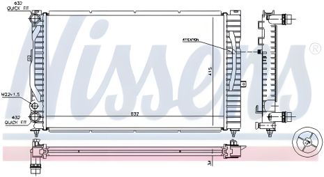 Радіатор охолодження двигуна для SKODA SUPERB та VW PASSAT від NISSENS (60299)