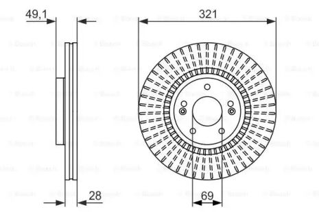 Диск гальмівний KIA SORENTO, HYUNDAI SANTA FE, BOSCH (0986479786)