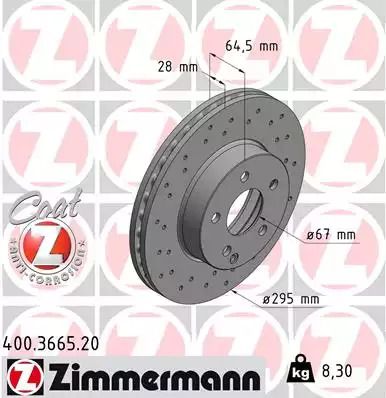 Диск тормозной MERCEDES-BENZ C-CLASS, ZIMMERMANN (400366520)