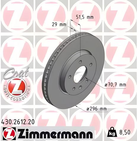 Диск тормозной CHEVROLET CAPTIVA, OPEL ANTARA, ZIMMERMANN (430261220) Диск тормозной CHEVROLET CAPTIVA, OPEL ANTARA, ZIMMERMANN (430261220)