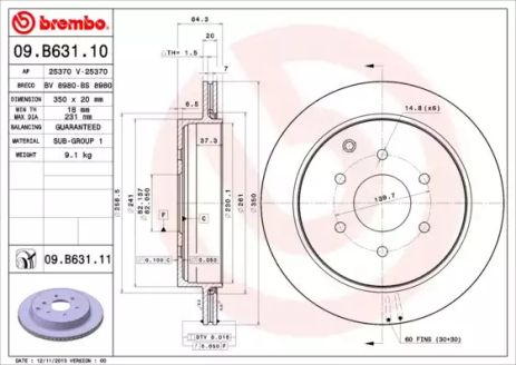 Диск гальмівний INFINITI QX80, NISSAN PATROL, BREMBO (09B63111)