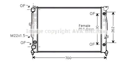 Двигунний охолоджувальний радіатор SKODA SUPERB, VW PASSAT, AVA COOLING (AIA2122)