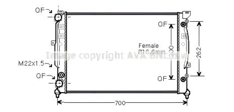 Двигунний охолоджувальний радіатор SKODA SUPERB, VW PASSAT, AVA COOLING (AIA2122)