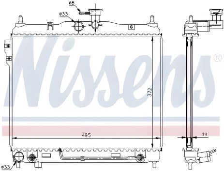 Радіатор двигуна HYUNDAI GETZ, NISSENS (67496)
