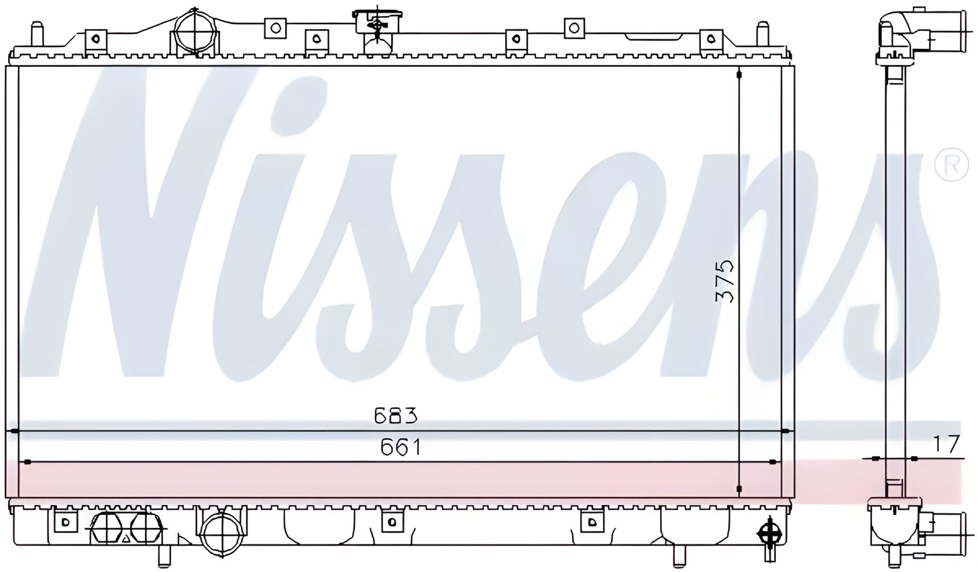 Радіатор двигуна охолодження MITSUBISHI L200/300ANCER, NISSENS (628591) Радіатор двигуна охолодження MITSUBISHI L200/300ANCER, NISSENS (628591)
