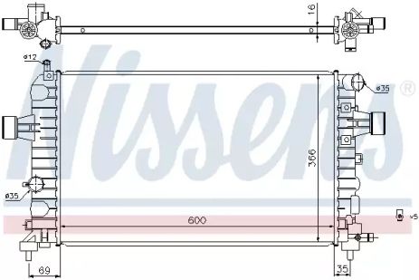 Радиатор охлаждения двигателя VAUXHALL ASTRA, OPEL ASTRA, NISSENS (630744)