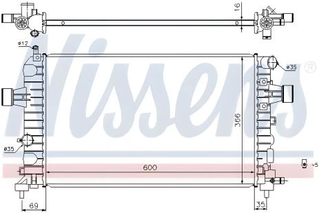 Радиатор охлаждения двигателя для Vauxhall Astra и Opel Astra, NISSENS (630744) Радиатор охлаждения двигателя для Vauxhall Astra и Opel Astra, NISSENS (630744)