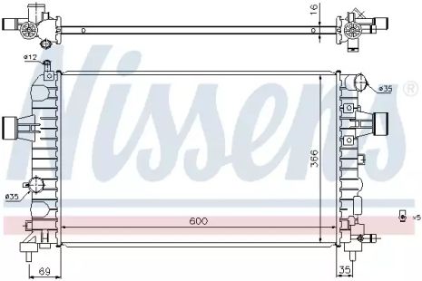 Радиатор охлаждения двигателя VAUXHALL ASTRA, OPEL ASTRA, NISSENS (630744)