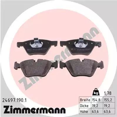 Комплект гальмівних колодок, дискове гальмо BMW 5, ZIMMERMANN (246971901)