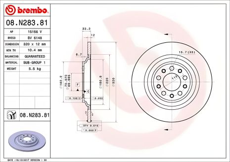Гальмівний диск JEEP CHEROKEE, BREMBO (08N28381)