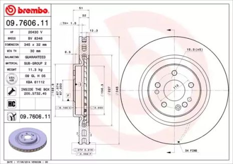 Диск гальмівний MERCEDES-BENZ M-CLASS, BREMBO (09760611)