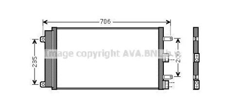 Радіатор, конденсор кондиціонера FIAT DOBLO, AVA COOLING (FT5342D)