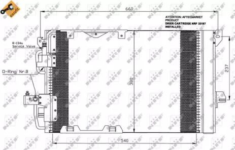 Радиатор, конденсор кондиционера VAUXHALL ASTRA, OPEL ASTRA, NRF (35416)