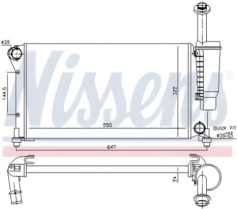 Радіатор двигуна охолодження FIAT PANDA, NISSENS (617852)