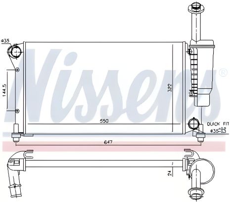 Радиатор охлаждения двигателя FIAT PANDA, NISSENS (617852) для максимальной производительности