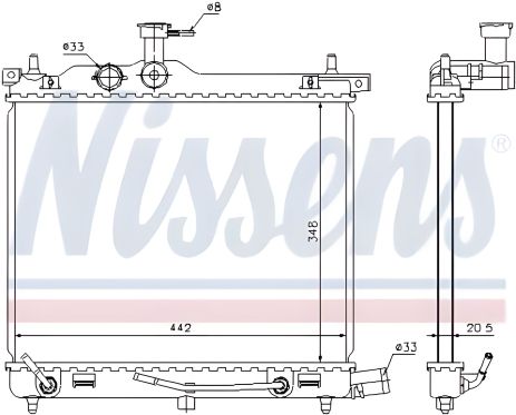 Охлаждающий радиатор двигателя для HYUNDAI i10, NISSENS (67547) Охлаждающий радиатор двигателя для HYUNDAI i10, NISSENS (67547)