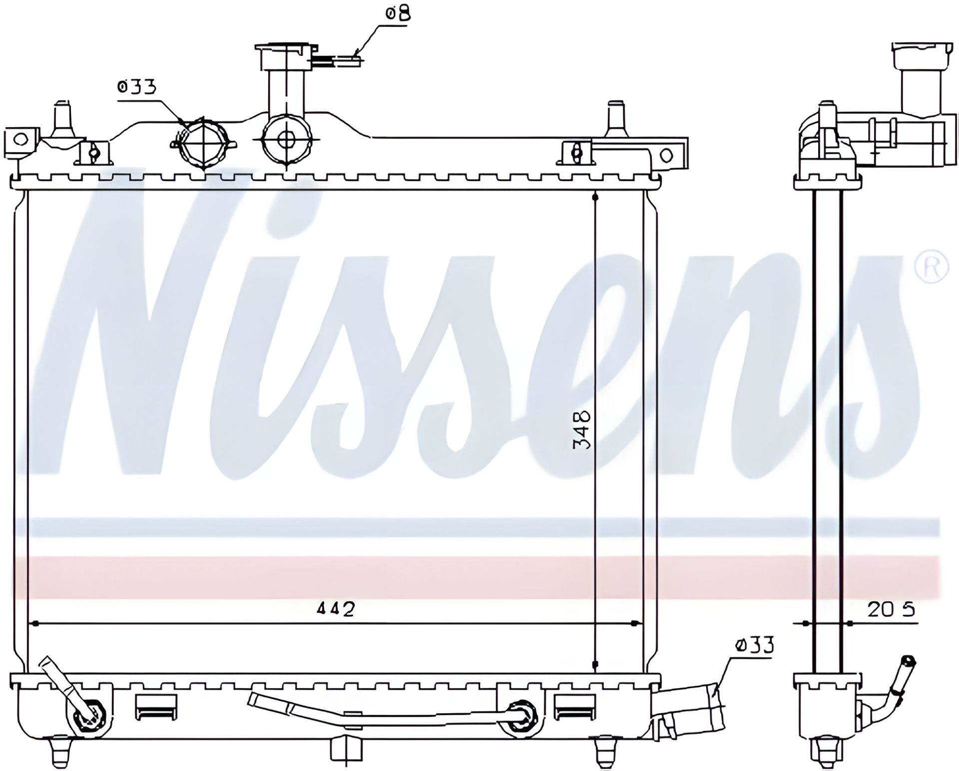 Радіатор двигуна охолодження HYUNDAI i10, NISSENS (67547) Радіатор двигуна охолодження HYUNDAI i10, NISSENS (67547)