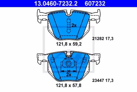 Комплект гальмівних колодок, дискове гальмо BMW X6, ATE (13046072322)