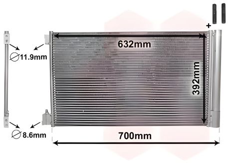 Конденсатор кондиціонера для CHEVROLET MALIBU, SAAB 9-5, Van Wezel (37005478)