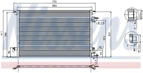 Конденсор кондиционера для CADILLAC BLS, FIAT CROMA, NISSENS (94598)