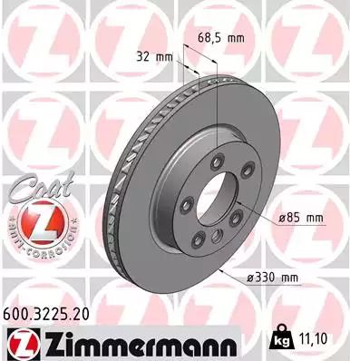 Диск тормозной VW TOUAREG, PORSCHE CAYENNE, ZIMMERMANN (600322520)