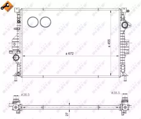 Охолоджуючий двигун Radiator Land Rover, Ford Mondeo, NRF (53811)