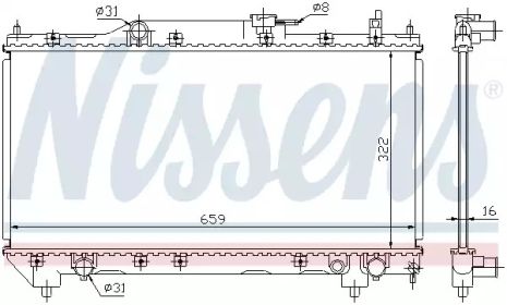 Радиатор охлаждения двигателя TOYOTA AVENSIS, NISSENS (64781A)