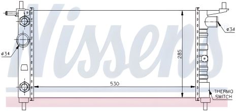 Радиатор охлаждения двигателя для CHEVROLET TIGRA и OPEL COMBO, NISSENS (63284)