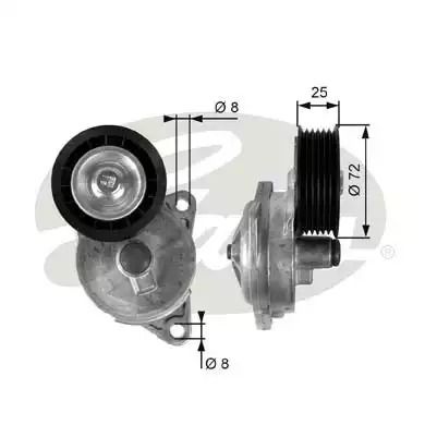 Натяжной ролик поликлинового ремня FORD USA, MAZDA TRIBUTE, GATES (T38188)