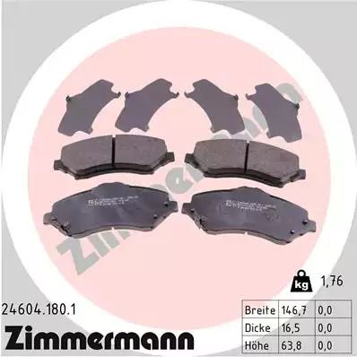 Комплект тормозных колодок, дисковый тормоз VW ROUTAN, FIAT FREEMONT, ZIMMERMANN (246041801)