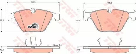 Комплект гальмівних колодок, дискове гальмо BMW X1, TRW (GDB1498)