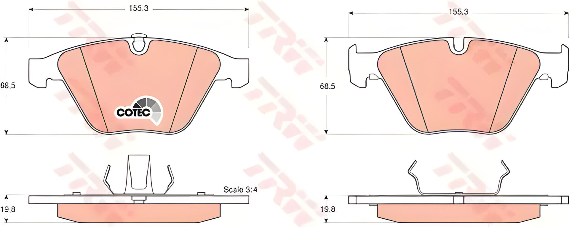 Дисковый тормозной комплект колодок BMW X1, TRW (GDB1498) Дисковый тормозной комплект колодок BMW X1, TRW (GDB1498)