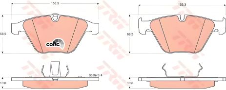 Дисковый тормозной комплект колодок BMW X1, TRW (GDB1498)