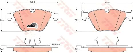Дисковый тормозной комплект колодок BMW X1, TRW (GDB1498) Дисковый тормозной комплект колодок BMW X1, TRW (GDB1498)