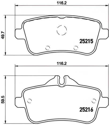 Комплект колодок гальмівних, гальмо дискове MERCEDES-BENZ SLC, BREMBO (P50099)