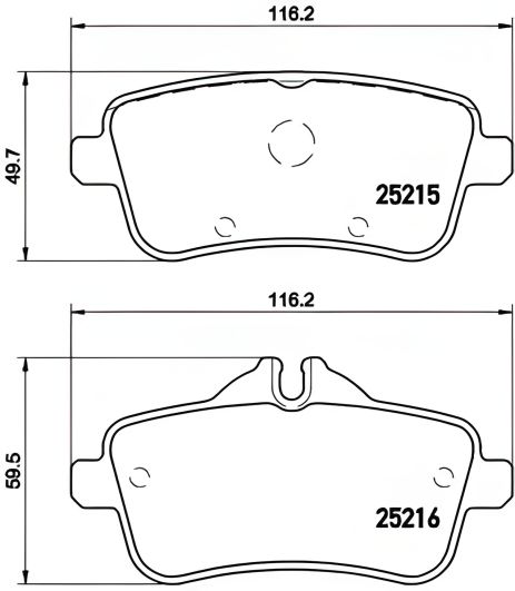 Комплект колодок гальмівних, гальмо дискове MERCEDES-BENZ SLC, BREMBO (P50099)