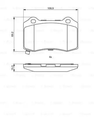 Набір гальмівних майданчиків, Dodge Magnum, Jeep Grand Cherokee, Bosch (0986494708)