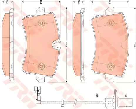 Комплект гальмівних колодок для AUDI A8, TRW (GDB1866)