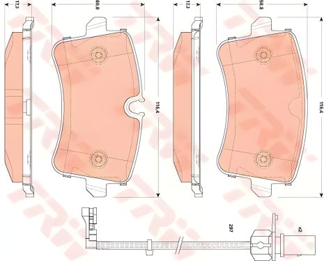 Комплект дисковых тормозных колодок для AUDI A8, TRW (GDB1866) Комплект дисковых тормозных колодок для AUDI A8, TRW (GDB1866)