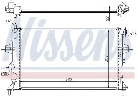 Радіатор охолодження двигуна для VAUXHALL ASTRA, OPEL ASTRA, NISSENS (630041)