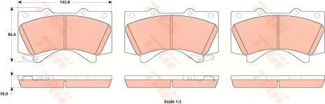 Комплект гальмівних колодок на дискове гальмо для LEXUS LX, TOYOTA LAND CRUISER, TRW (GDB3524)